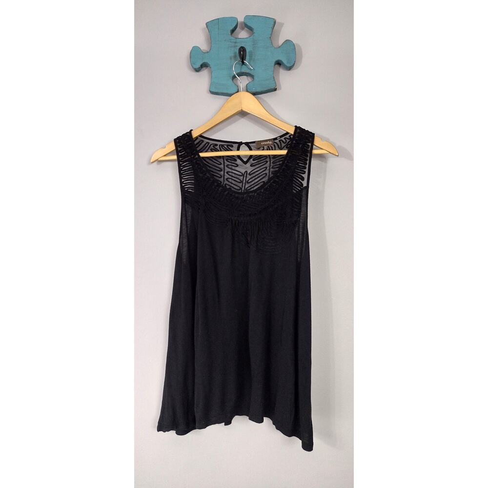 Crosby womens black blouse top XL sleeveless minimalist gothcore demure